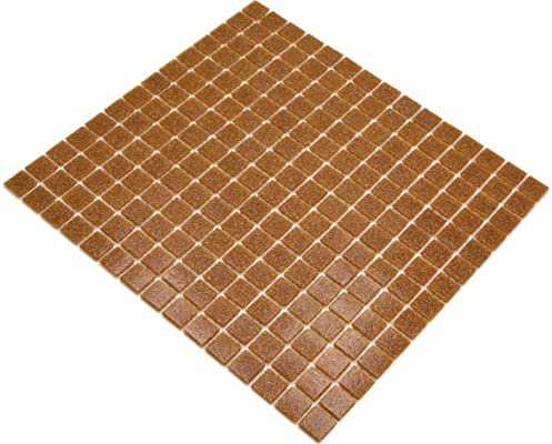 Mosaik braun Poolfliesen Poolmosaik Fliesen Glas glänzend Quadrat Wand Boden Küche Bad Dusche