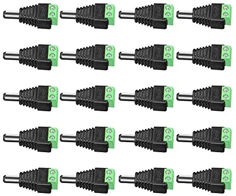 ANLINK DC-Stromanschlüsse, 12 V DC auf Schraubklemmen-Adapter, 5,5 mm x 2,1 mm für LED-Streifen, Überwachungskamera-Kabel, Drahtenenden, Stecker, Zylinderadapter, 20 Stück