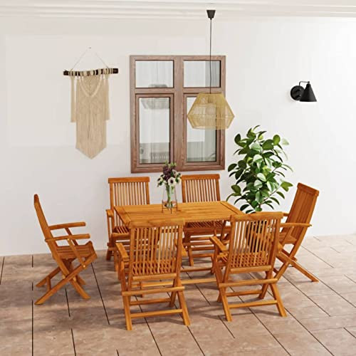 Festnight gartenstuhl Holz klappbar 6er Set Sitzgruppe Garten Holz Essgruppe 6 Personen Gartenmöbel Set mit 6 Gartenstuhl Klappbar Balkonstuhl Bistrostuhl Gartensessel Terassenstuhl -7-tlg-2-