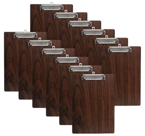 Portapapeles de Madera A4 con Pinza - 12 Piezas Tableros con Pinza de Escritura, Carpetas Clipboard Para Oficina, Negocios, Restaurante