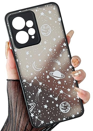 ZTOFERA Handyhülle Kompatibel mit Xiaomi Redmi Note 12 4G (Nicht für Redmi Note 12 5G) Hülle, Planet Sterne Universum Muster Schutzhülle Matt Harte PC Rückseite Hülle mit Silikon Bumper, Weiß Sky