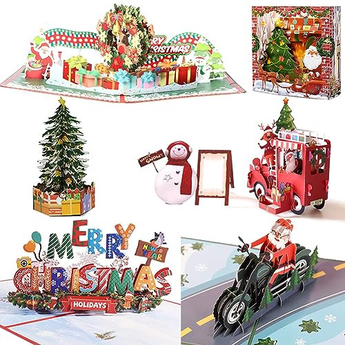 WESAPPINC 3D-Weihnachtskarten, Pop-Up-Weihnachtskarten, Neujahrskarte (6 Stück Merry Christmas)
