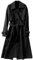 Manteau long pour femme avec ceinture - Élégant - Longueur genou - Trench - Coupe-vent - Veste de transition - Avec poches, Noir , L