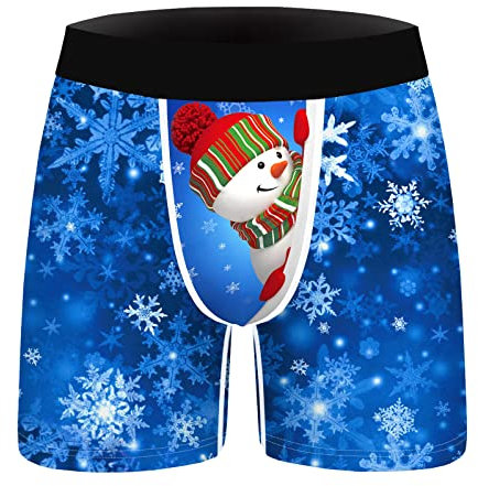 Herren Unterwäsche Weihnachten Paar Partner Look Unterhosen Schneemann Rentier Gedruckt Männer Boxershorts Slip Nachtwäsche Reizwäsche Retroshorts