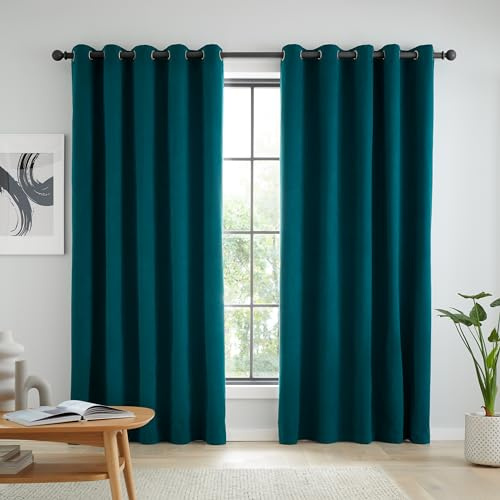 Catherine Lansfield Wilson Blackout Thermal 168x183cm Curtains Two Panels Green