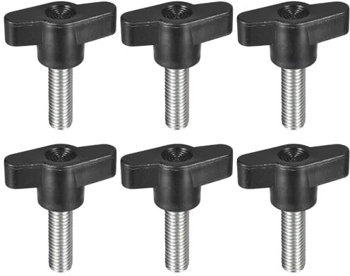 QUARKZMAN 6pz Manopola a Vite di Serraggio, M8 x 25mm Maniglia per Viti a Testa Zigrinata a Forma di T in Acciaio al Carbonio per Sostituzione Rapida Manopola Serraggio Manuale