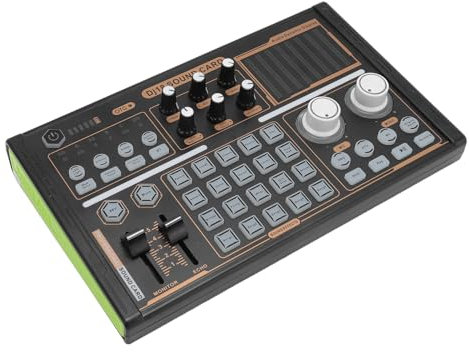 Professioneller Audio Mixer mit mehreren Effekten, professionelles Mischpult für Musikproduktion, mit bunten Lichtern und Rauschunterdrückung, Live Soundkarte für Podcasting und Live Streaming