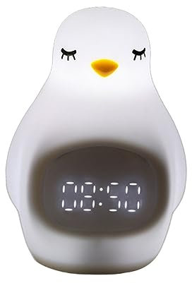 AOKWAWALIY Silikon-wecker Pinguin-wecker Wecker Für Schlafzimmer Wecker Für Kinder Digitale Lampenuhr Leuchtender Wecker Intelligenter Wecker Led-wecker Ladegürtel Student Weiß USB