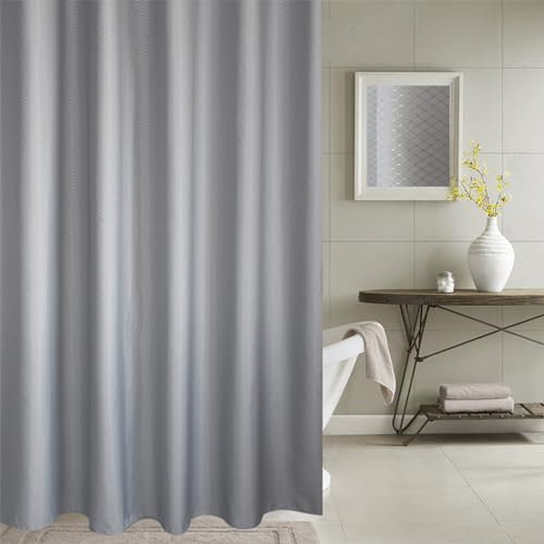 meioro Duschvorhang 220x200cm oder Liner Polyester Duschvorhänge Waschbar, Shower Curtains mit ösen und 12 Duschringen, Anti-schimmel in Badezimmer(Grau)