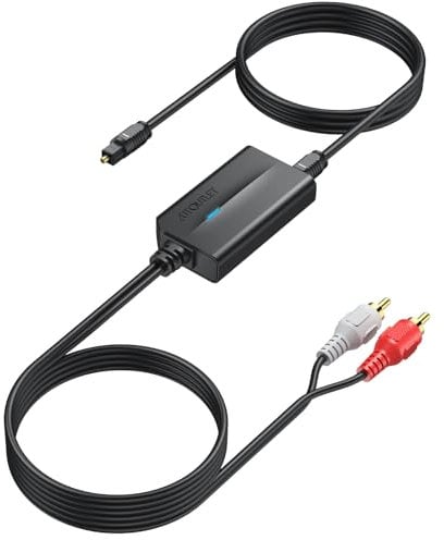 AUTOUTLET Conversor de Audio Analógico a Digital Conversor RCA a SPDIF Toslink Adaptador 1.1M RCA Macho+1M Cable Optico para TV DVD CD Reproductor Giradiscos