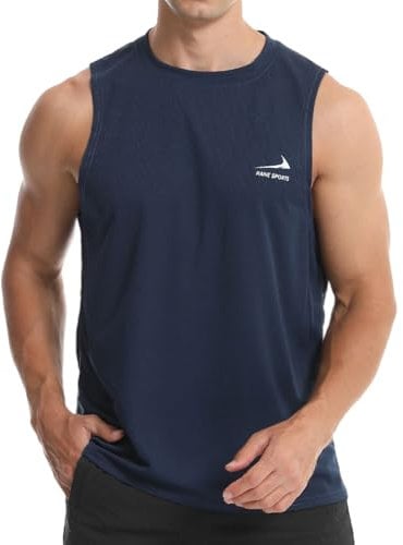 Herren Tanktop Gym Tshirt Muskel Fitness Training Laufshirt Fitness Tanks Ärmelloser T-Shirt Navy blau M