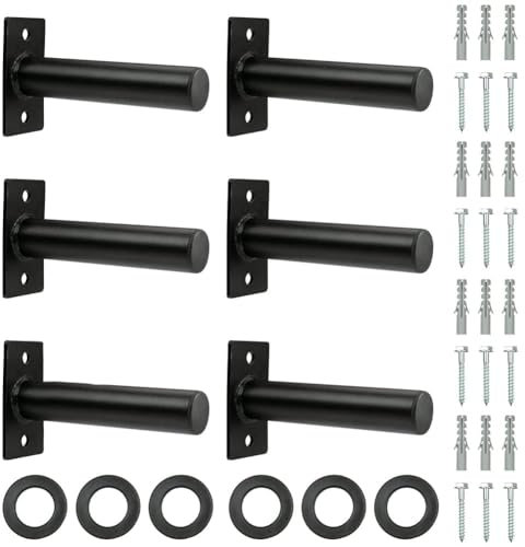 Hapihom 6PCS Wall Mounted Weight Plate Holder - Fit 2 Plates, 300 Lbs Capacity Storage Rack With Protective Rubber Ring for Home Gym