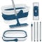 Collapsible Mop Bucket Set with Scrub Mop and Brush, Tile Laminate Hardwood Floor Brush and Flat Mops for Floor Cleaning, Foldable Bucket with Washable Microfiber Mop(Blue)