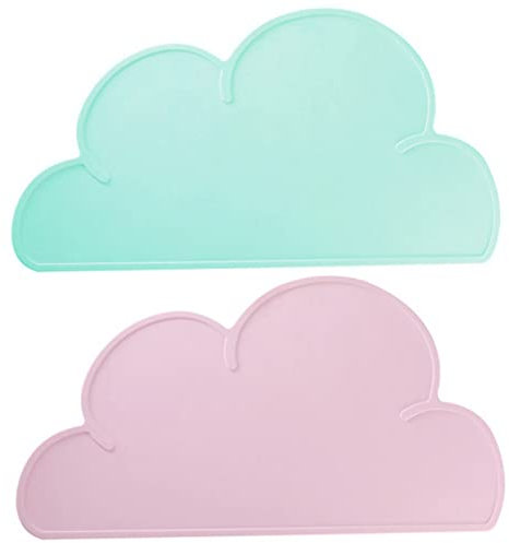 FUNOMOCYA 2stücke Hitzebeständige Silikonmatte Wiederverwendbare Tischsets Roll-up-Form Wolken-Design Für Junge Mädchen