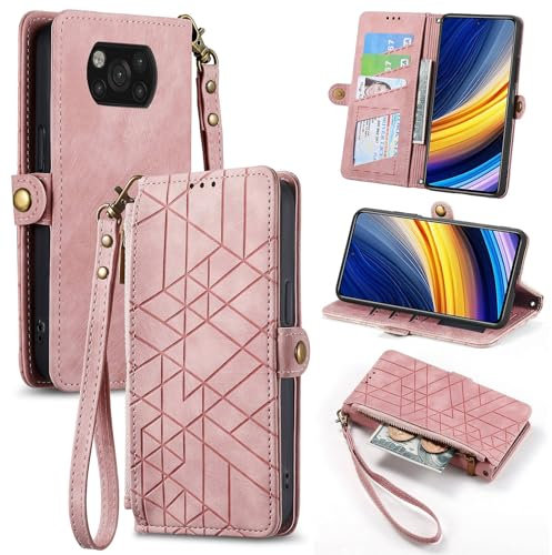 Rfvzubemok Kompatibel mit Sharp Aquos R6 Hülle,Kompatibel mit Sharp Aquos R6 Flip Stand PU Leder Kartenhalter Handyhülle Pink