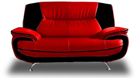 Imebel 2 Sitzer Sofa Onyx - Kunstleder Wohnzimmersofa - Loungesofa Couch für 2 Personen - Chromfüße, HR-Kaltschaum - 168 cm x 87 cm