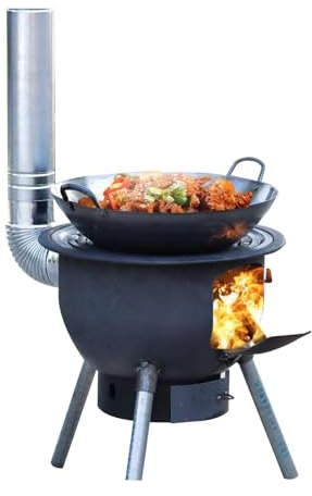 Stufa a Legna Ghisa, Piccola Stufa da Campeggio Multifunzionale per Tendas, Calore e Cottura (52 x 63cm)