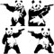 GORGECRAFT 4 Stil 4 Stück Schwarz Reflektierend Panda Gangster Pistolen Auto Stoßstangenaufkleber Bad Panda Graffiti Autoaufkleber Wasserdicht PET Automobil Außendekor Aufkleber Für SUV LKW Motorrad