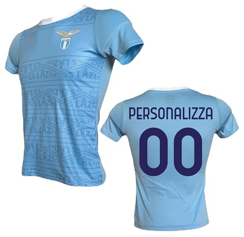 Maglia Lazio Personalizzata con Tuo Nome o Giocatore Preferito creata utilizzando Maglia Calcio Replica Autorizzata - Nuova - Taglie da Bambino (IT, Numero, 140, Regular, Azzurro)