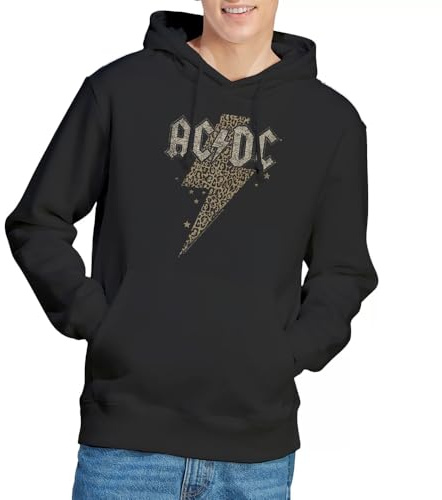 AC/DC ACDC Leopard Bolt Hoodie, Black, Medium