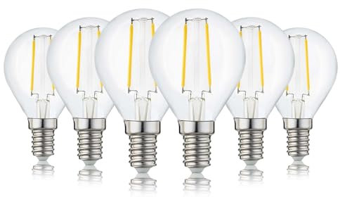 hellum E14 Glühbirne LED warmweiß 6er Set 2,2 Watt, G45 Birne klar Tropfenform, Energiesparlampe ersetzt Leuchtmittel E14 LED warmweiss 25 Watt, Glühbirnen mit 2700k und 250lm 220797