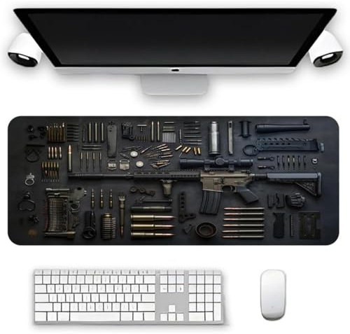 Cooles Militärwaffen-Waffenbau-Waffenteile-Display, Großes Gaming-Mauspad, Personalisierte Schreibtischunterlage for Tastatur Und Mauspad, Rutschfestes Großes Erweitertes Gaming-Pad, Computerzubehör