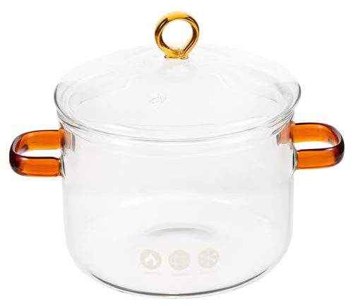 SOIMISS Casserole Borosilicate avec Couvercle et Poignées Ustensile de Cuisine Transparent pour Soupe et Ragoût Compatible avec Induction