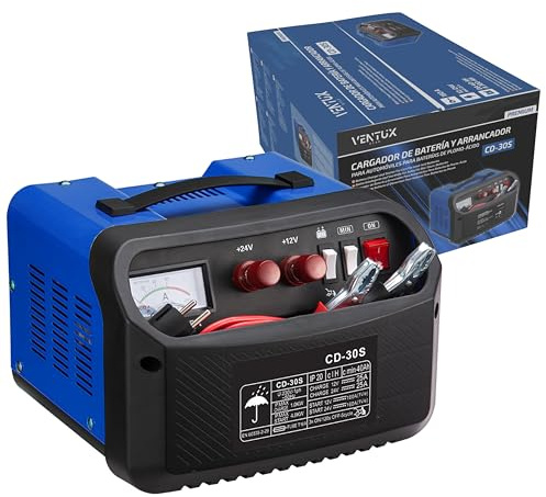 Cargador Batería 12V/24V 160A/260A Arranque – Amperímetro Analógico Moto