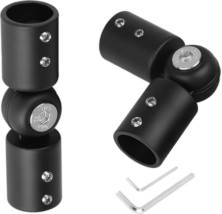 2pcs Eckverbinder für Gardinenstange, Gardienenstangenverbinder Verstellbarer Abgewinkelt von 90 Bis 180 Grad, für 19mm Innendurchmesser Gardinenstange Schwarz