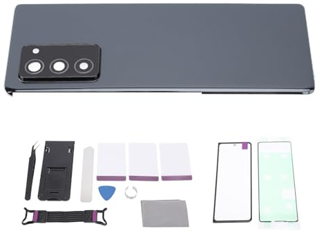 FAUOSWUK Ersatzset für Z Fold 2 5G F916, Reparaturset für Hintere Glasabdeckung und Vorderes Glas-Außendisplay mit Vorinstalliertem Kleber (Schwarz)