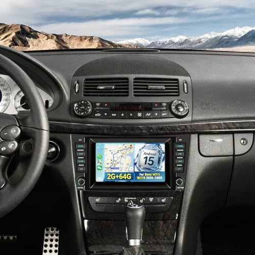 CAMECHO Android 15 Autoradio für Mercedes E-Klasse W211 & CLS W219 (2002-2011), 7 Zoll Touchscreen, kabelloses CarPlay & Android Auto, 2+64 GB, GPS & WiFi, inkl. Rückfahrkamera, Mikrofon & CANBUS