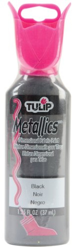 Tulip Pintura dimensional para tela, 1-1/4 onzas, color negro metálico