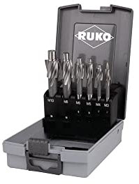 RUKO R102450RO Klempnerset flach mit geradem Griff und festem Treiber im Kunststoffkoffer DIN 373 hochglanz 6-teilig R102450RO