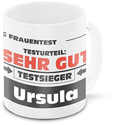Namens-Tasse Ursula mit Motiv Stiftung Frauentest, weiss | Freundschafts-Tasse - Namens-Tasse