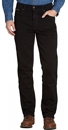 Mens Wrangler Texas Stretch Straight Leg Jeans Jet Black 42-32