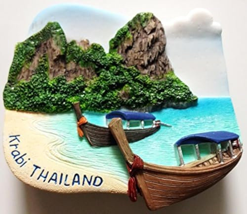WitnyStore Tiny Railay Beach in Krabi, Thailand Südostasien Touristenattraktionen Harz Kühlschrank Magnet Reisende Souvenir 3D Kühlschrankmagnete