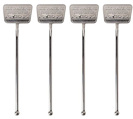 4x Six Ravens Gin & Tonic Varillas / Stirrer / Bar Cuchara | Fabricado en acero inoxidable | Ideal para la preparación de Gin & Tonic