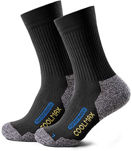 Piarini 2 Paar Coolmax Wandersocken Outdoorsocken Funktionssocken lang schwarz 47-50