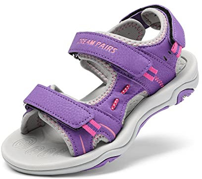 DREAM PAIRS Mädchen Jungen Unsex Sandalen Kinder Sommer Sportsandalen Sommerschuhe Mode Turnschuhe Offenen Sportliche Sandalen,Size 33.5,Lila/Fuchsia/Hell/Grau,170891_K