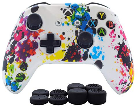 Hikfly Housse de protection en silicone pour manette Xbox One/Xbox One S/Xbox One X Xbox One Print Style White Paints