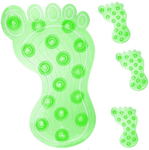 alles-meine.de GmbH 4 TLG. Set 3-D Effekt Figuren - Saugnapf/Wandsticker mit Noppen - Füße & Zehen - GRÜN - transparent - Sauger & Anti Rutsch Pads - Stopper Pad - für FL..