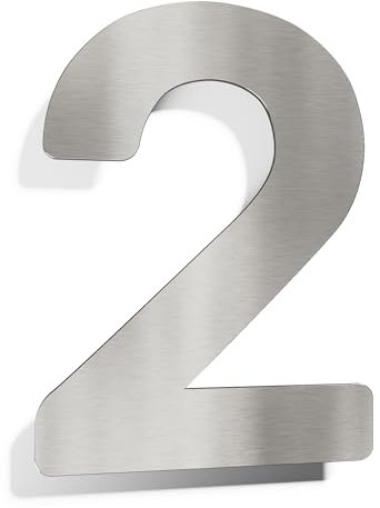 Numero civico moderno 2 - acciaio inox - resistente alle intemperie - compreso il materiale di montaggio - N.02.E