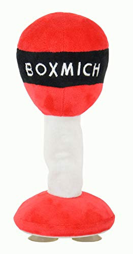 Kögler 75597 - Stress Box-Ball, ca. 25,5 x 12 cm, rot-weiß, Punchingball aus Plüsch mit Saugnäpfen zum Befestigen, Schlaggeräusche bei Treffern, ideal zum Stress- und Aggressionsabbau
