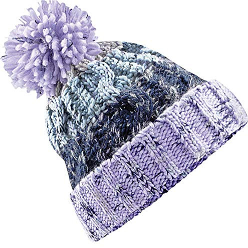 Neverless Strickmütze Kinder Jungen Dicke Wintermütze warm gefüttert Fleece Bommel-Mütze Grobstrick Bunt, Mütze lavendel, unisize