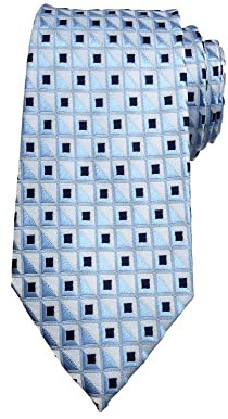 Wehug Cravate classique solide tissée jacquard col rouge pour homme, bleu clair