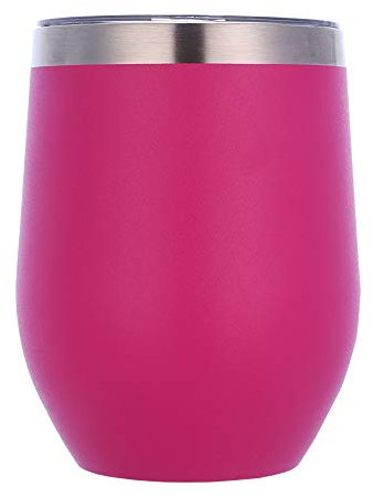 Gteller Edelstahl-Weinbecher ohne Stiel, doppelwandig, isoliert, Reisebecher, perfekt für Wein, Kaffee, Getränke, Champagner, Cocktails (Rose Pink)
