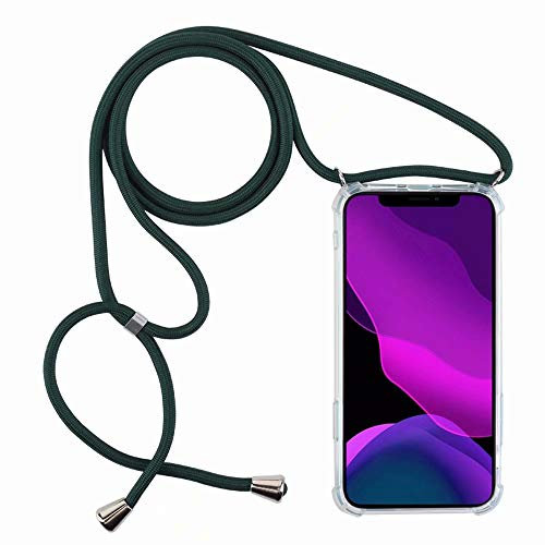2ndSpring Coque avec Collier Compatible avec Huawei P20 Pro,Tour de Cou Lanière en Corde Pendentif Housse,Vert foncé