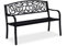 Relaxdays Gartenbank Welcome, Zweisitzer, stabil, rustikales Design, Metall Sitzbank, HxBxT: 87 x 127 x 61 cm, schwarz