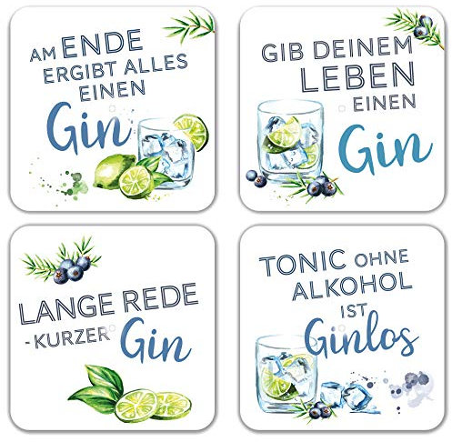 Interluxe LED Untersetzer 4er Set - Gin Tonic - Vier leuchtende Cocktail Untersetzer für Gläser als Party Bar Zubehör