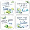 Interluxe LED Untersetzer 4er Set - Gin Tonic - Vier leuchtende Cocktail Untersetzer für Gläser als Party Bar Zubehör